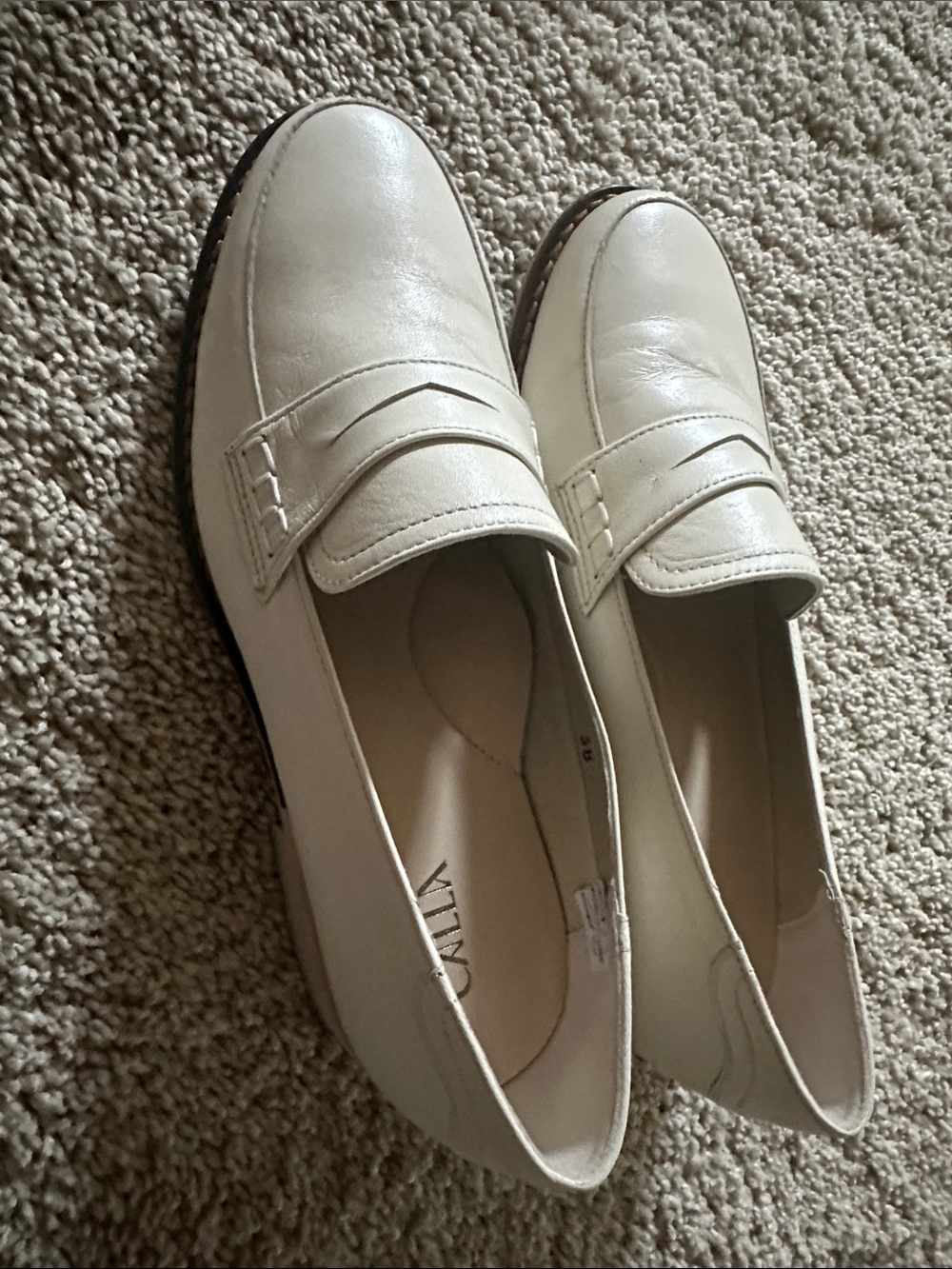 Cream Slip-On Penny Loafers for Women - Comfortable Everyday Flats